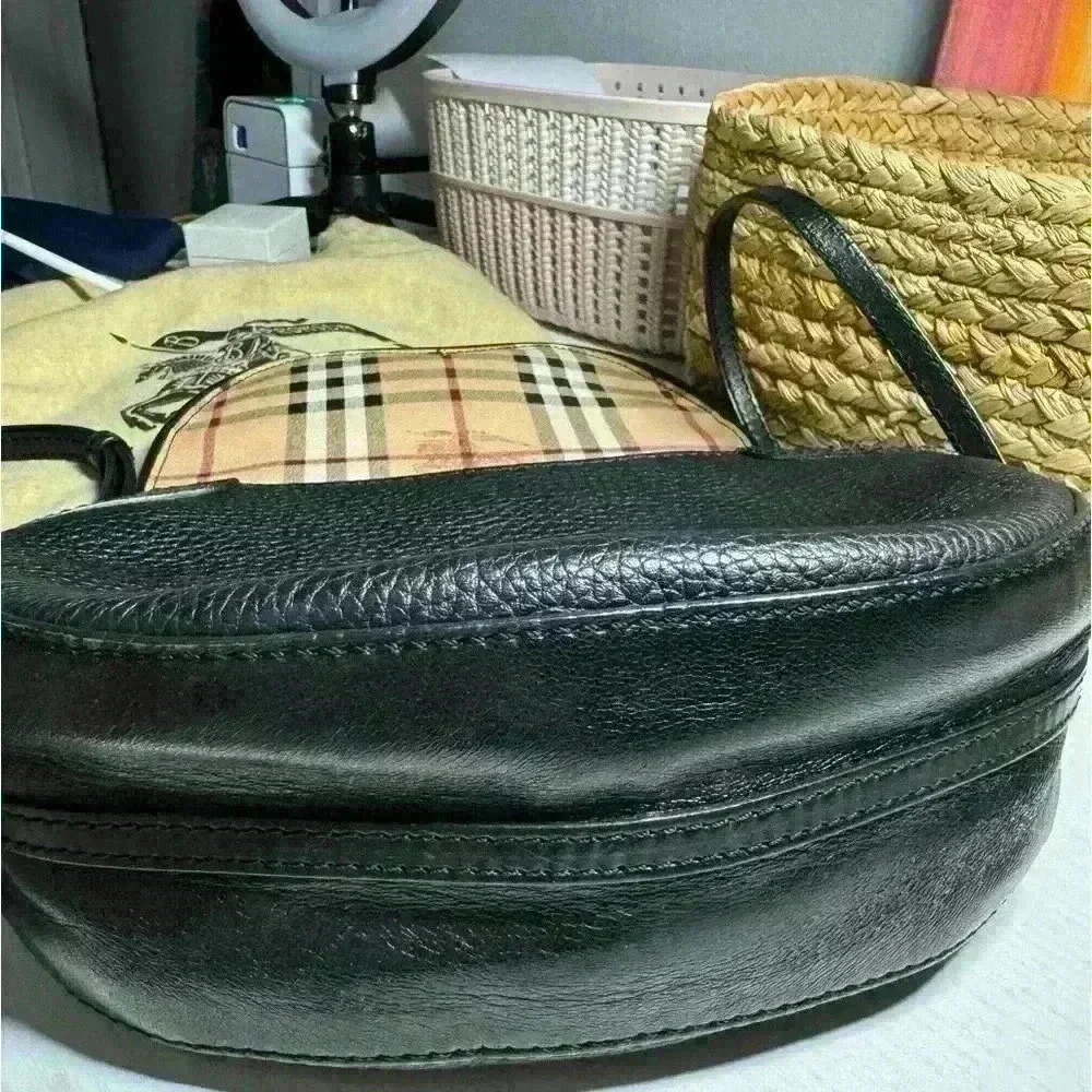 BURBERRY Haymarket Check MaydownCrossbody Bag Black - Picture 8 of 15